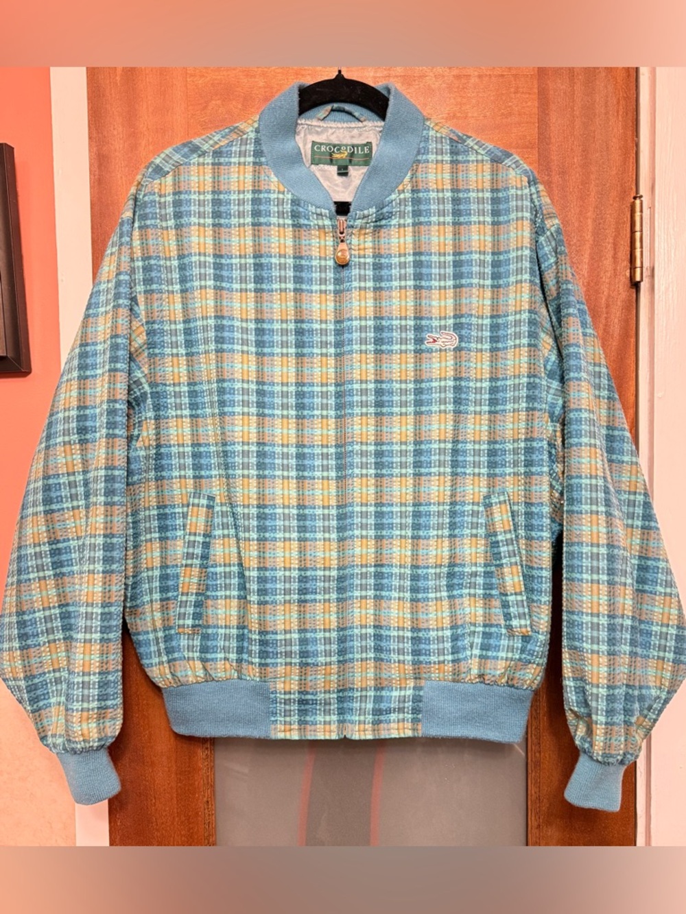 Crocodile International Men’s Vintage Plaid Zippered Lined Bomber Jacket